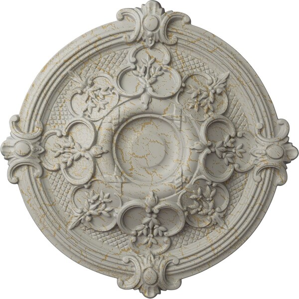 Ekena Millwork Hamilton Ceiling Medallion (Fits Canopies up to 3 3/4"), 17 3/8"OD x 1 3/4"P, Pot of Cream Crackle CM17HAPCC - main